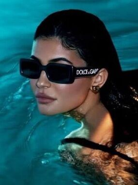 Dolce & Gabbana Black Rectangle Logo Sunglasses